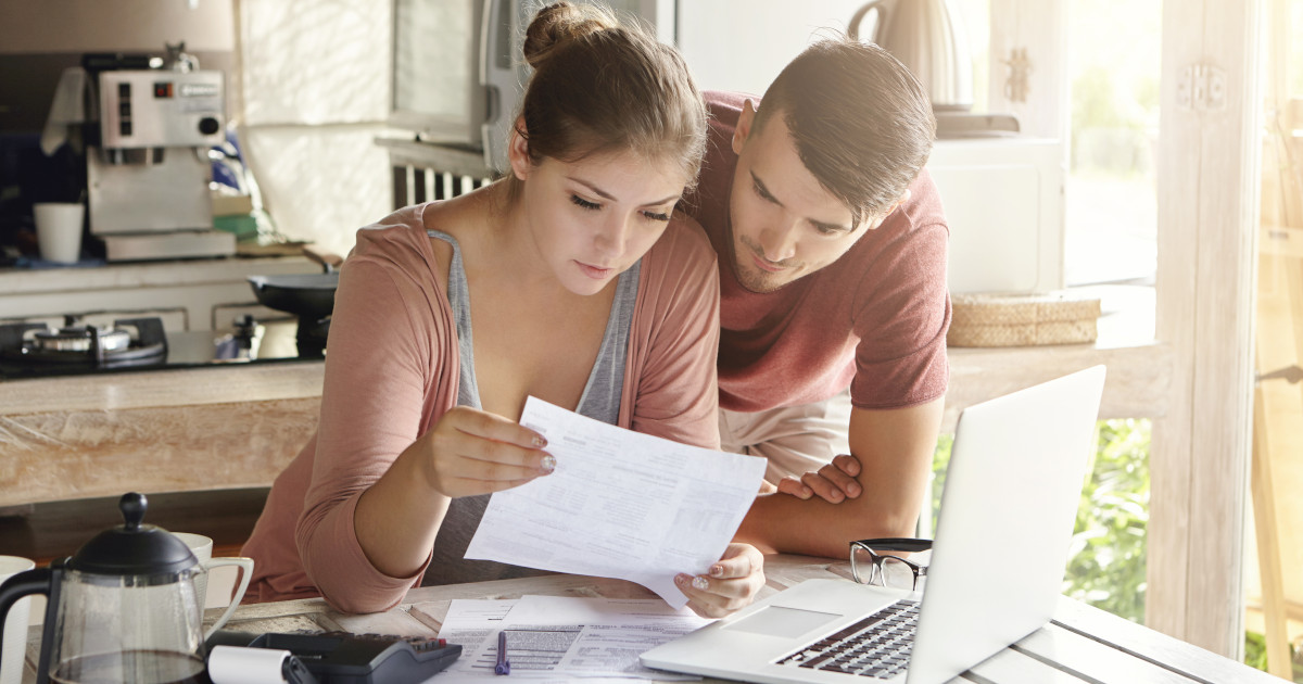 Couple reviewing a bill