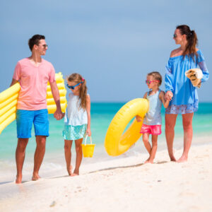 family on the beach